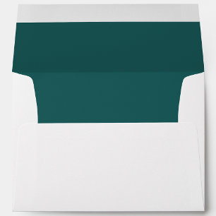 Teal Minimalistic Fall Leaf Return Address Envelope