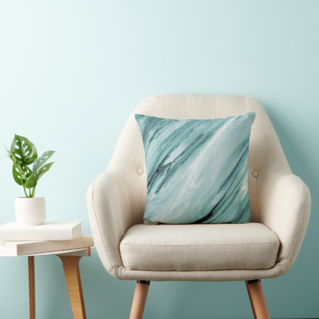 Teal Mint Abstract Throw Pillow (Chair)