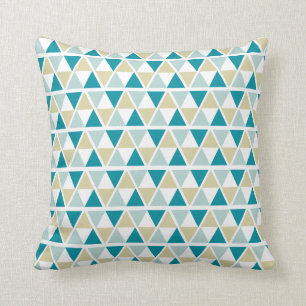 Teal Mint Yellow Geometric Pattern Throw Pillow