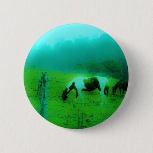 Teal mist Reto coloured painted pony Horse 2 Inch Round Button