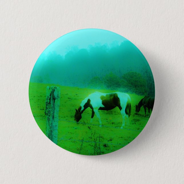 Teal mist Reto coloured painted pony Horse 2 Inch Round Button (Front)