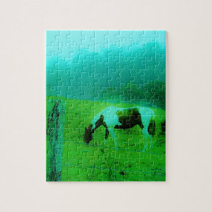 Teal mist Reto coloured painted pony Horse Jigsaw Puzzle