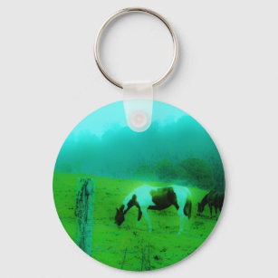 Teal mist Reto coloured painted pony Horse Keychain
