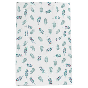 Teal Mistletoe Holiday Medium Gift Bag