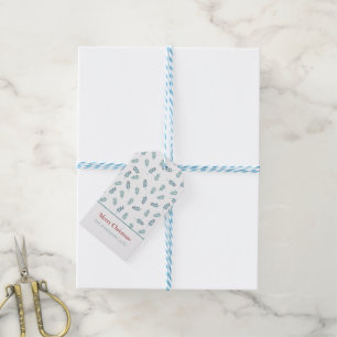 Teal Mistletoe Merry Christmas Gift Tag