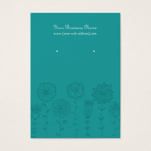 Teal Mod Flowers Custom Earring Card