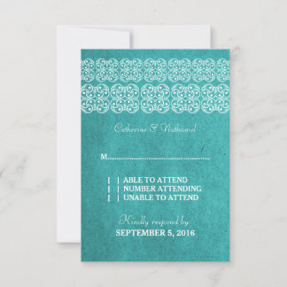 Teal Modern Bohemian RSVP Card