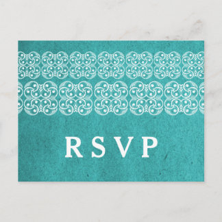 Teal Modern Bohemian RSVP Postcard