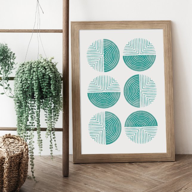 Teal Modern Circle Geometric Art Print Poster  (Creator Uploaded)