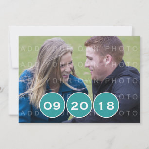 Teal Modern Circles Photo Save the Date Invite