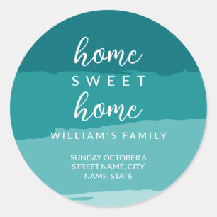 Teal Modern Elegant New Home Housewarming Party Classic Round Sticker