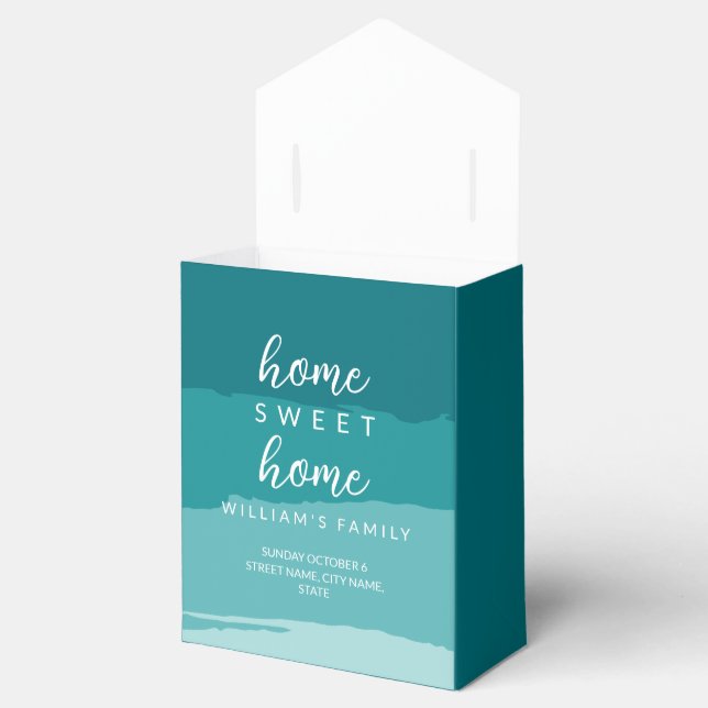 Teal Modern Elegant New Home Housewarming Party Favor Box (Opened)