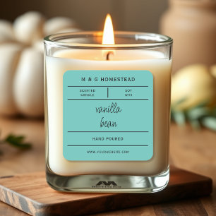 Teal Modern Handmade Candle Product Label