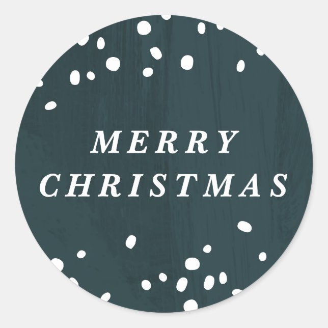 Teal Modern Snow Globe Merry Christmas Sticker (Front)