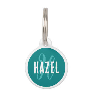 Teal Monogram and Name Pet Tag