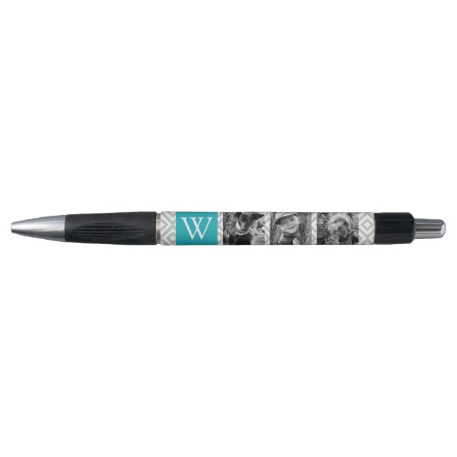 Teal Monogram and Photo Collage Pen (Front)