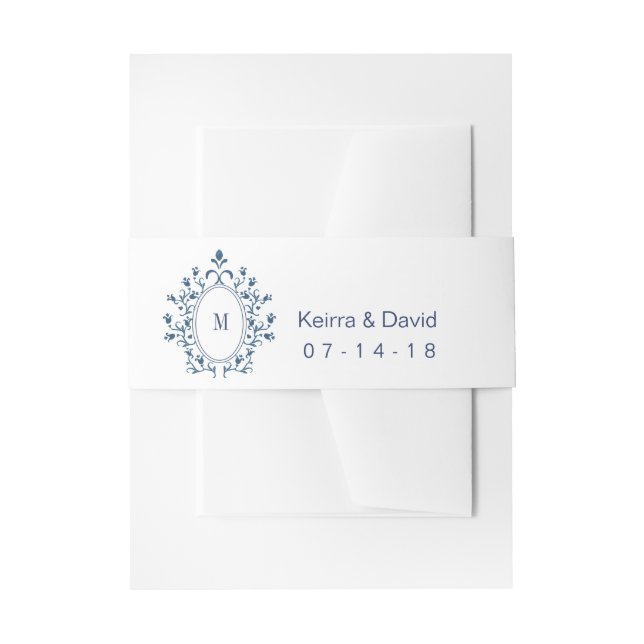 teal Monogram Belly Band wedding invitation (Front Example)