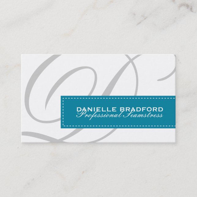 Teal Monogram Business Cards (Front)