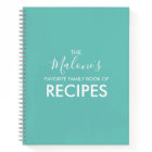 Teal Monogram Family Cookbook