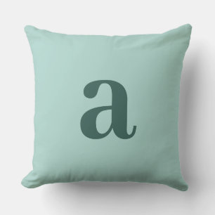 Teal Monogram Initial Letter Minimalist Throw Pillow