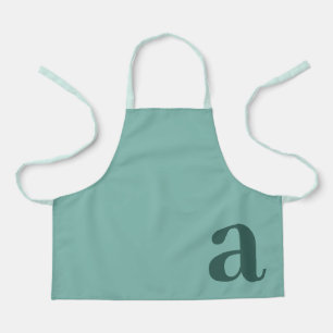 Teal Monogram Initial Minimalist Apron