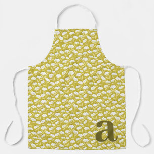 Teal Monogram Initials Daisies Floral Pattern Apron