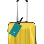 Teal monogram initials luggage tag<br><div class="desc">A teal coloured background. Personalize and add your monogram letters and full name on the front. Your contact information on the back.</div>