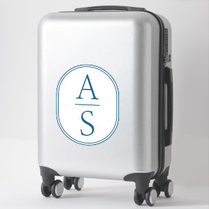 Teal Monogram Initials Modern Simple Luggage