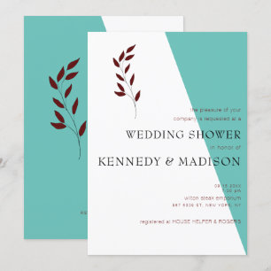 Teal Monogram 💍 Modern Geometric Bridal Shower  Invitation