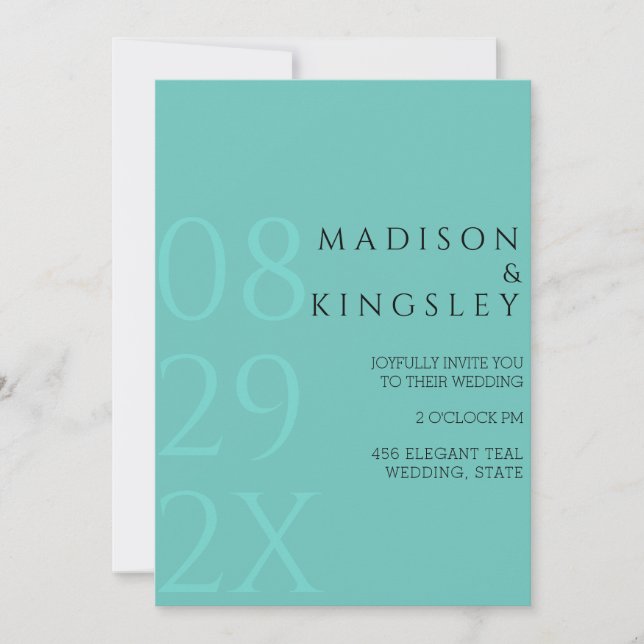 Teal Monogram 💍 Modern Geometric Elegance   Invitation (Front)