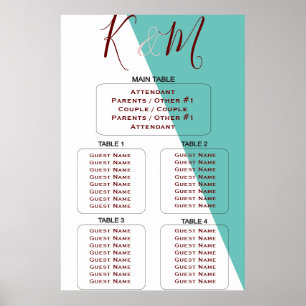 Teal Monogram 💍 Modern Geometric Seating Chart