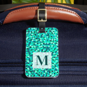 Teal Monogram Modern Girly Fun Luggage Tag
