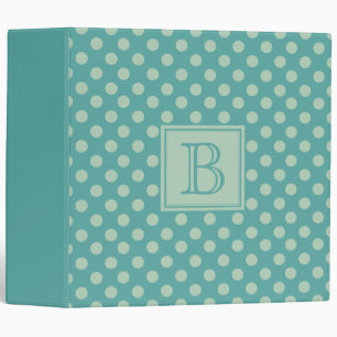 Teal Monogram Polka Dot Pattern Binder