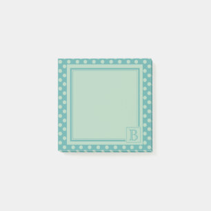 Teal Monogram Polka Dot Pattern Post-it Notes