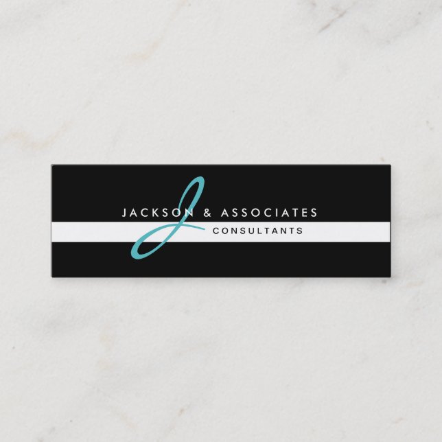 Teal Monogram Professional Business Card (Front)
