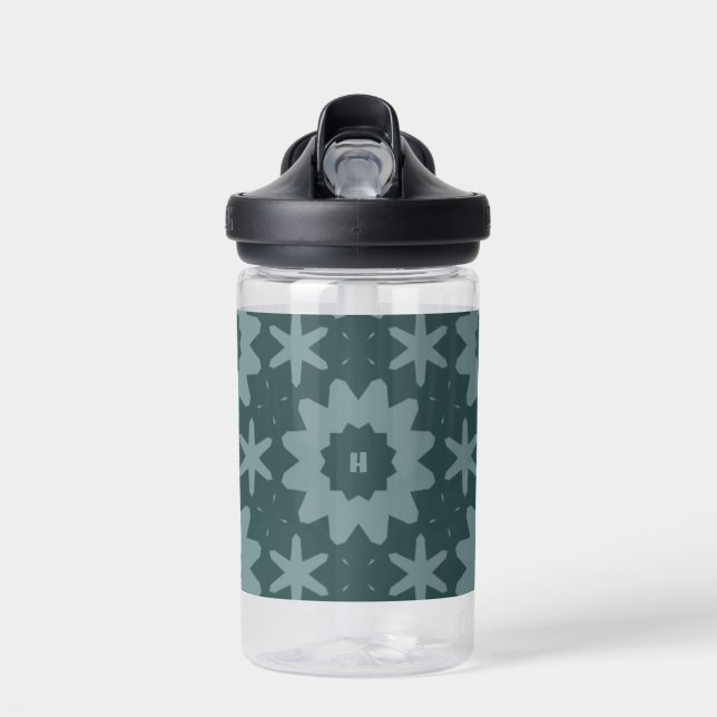 teal monogram water bottle (Front)