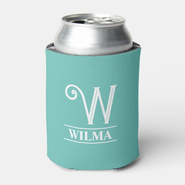 Teal Monogrammed Can Cooler (Can Front)