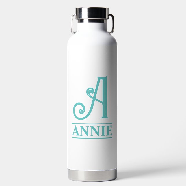 Teal Monogrammed Water Bottle (Front)