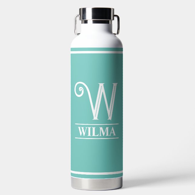 Teal Monogrammed  Water Bottle (Front)