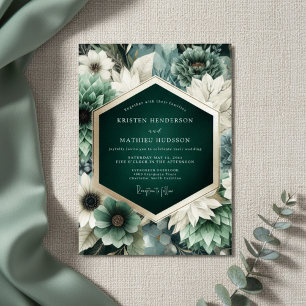 Teal Moody Floral Enchantment Wedding Invitation