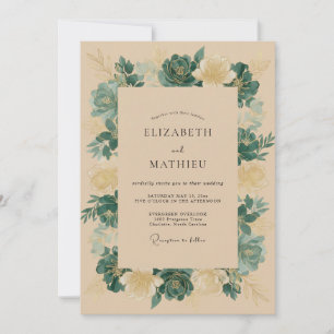 Teal Moody Woodland Wedding Invitation