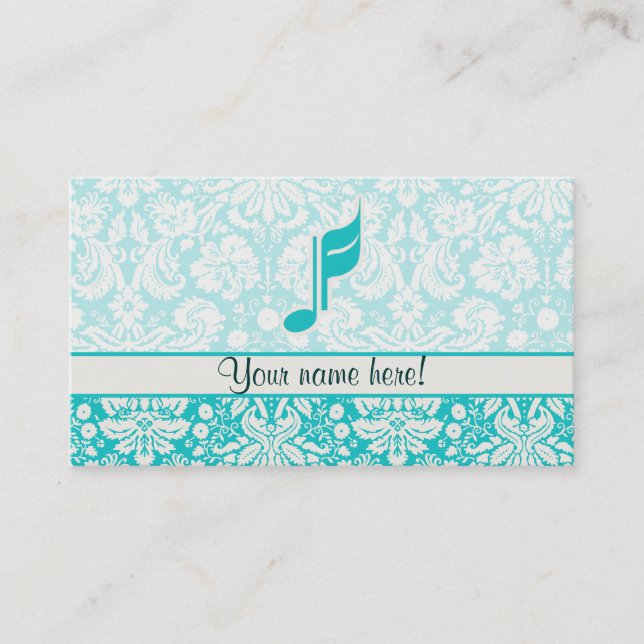 Teal Music Note Business Card (Front)