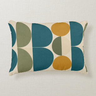Teal & Mustard Retro Geometry Accent Pillow
