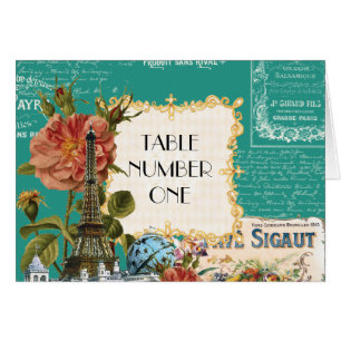 Teal n Cream Vintage Eiffel Tower  Table Numbers