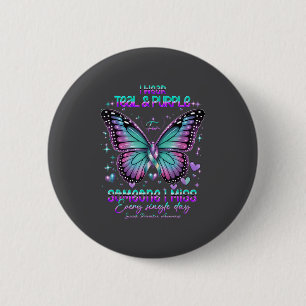 Teal N Purple Butterfly Suicide Prevention Awarene 2 Inch Round Button