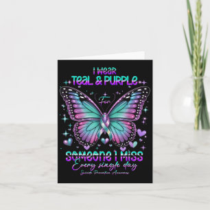 Teal N Purple Butterfly Suicide Prevention Awarene Card