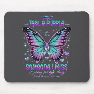 Teal N Purple Butterfly Suicide Prevention Awarene Mouse Pad