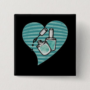 Teal Nail polish 2 Inch Square Button