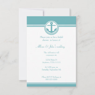 Teal Nautical Anchor Bridal Shower Invitation