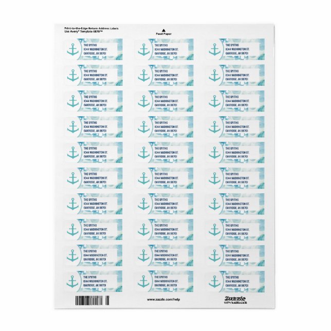 Teal Nautical Anchor & Coastal Bubble Beach-Themed (Full Sheet)